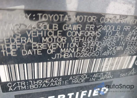 2016 Lexus Is 200T z USA, uszkodzony, nr VIN JTHBA1D26G5014813